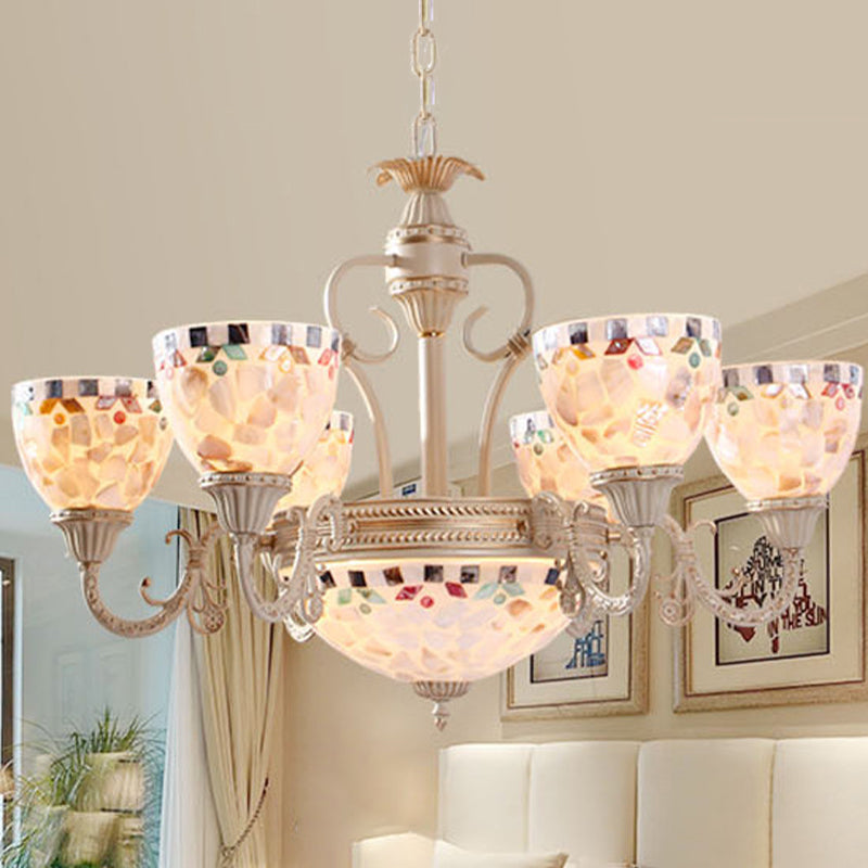 Shell Dome kroonluchter hanglamp Mediterraan 5/9/11 Lichten Witte plafondophanginglamp