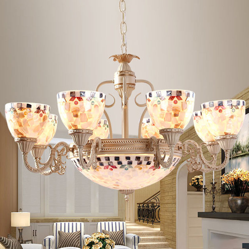 Shell Dome kroonluchter hanglamp Mediterraan 5/9/11 Lichten Witte plafondophanginglamp