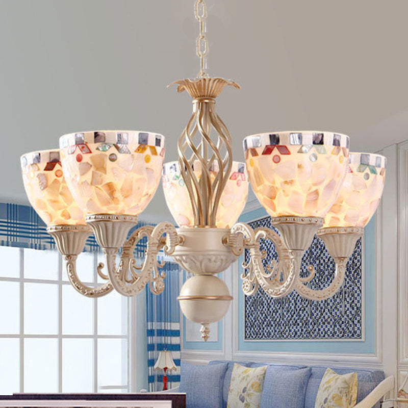 Shell Dome kroonluchter hanglamp Mediterraan 5/9/11 Lichten Witte plafondophanginglamp