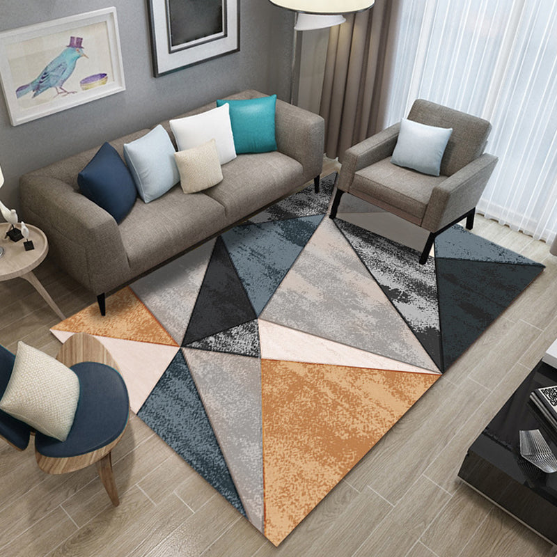 Individuality Graphic Pattern Area Rug Multicolored Modern Trendy Rug Polyester Anti-Slip Backing Carpet for Living Room