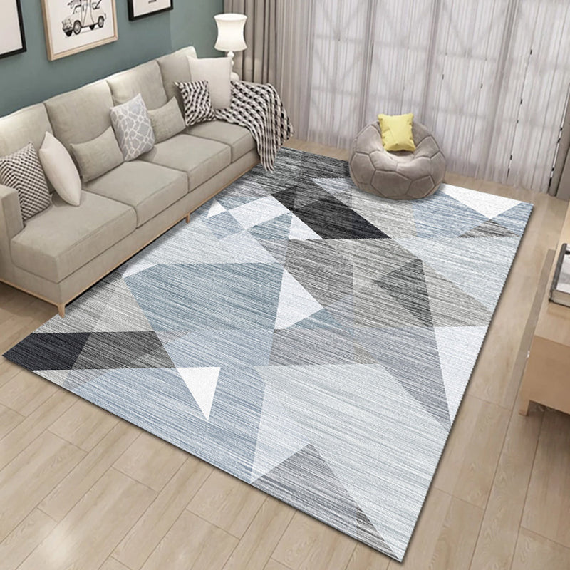 Multi-Color Geometrical Design Rug Contemporary Decorative Indoor Rug Polyester Non-Slip Backing Carpet for Home Decoration