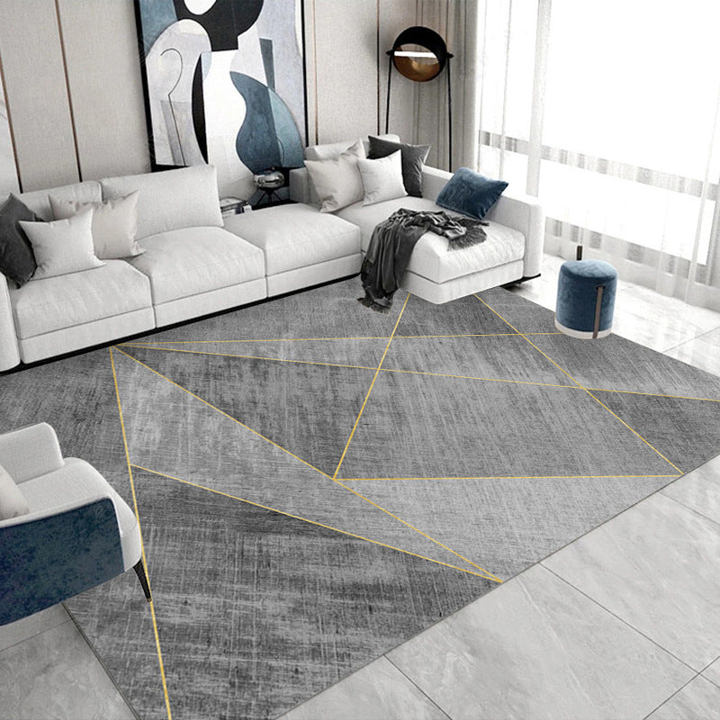 Grey Minimalist Triangle Design Rug Contemporary Stylish Polyester Area Carpet Stain Resistant Carpet for Home Decoration