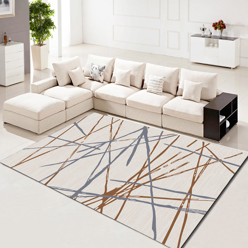 Contemporary Simplicity Rectangle Rug Trendy Geometric Printed Indoor Rug Polyester Non-Slip Backing Carpet for Living Room