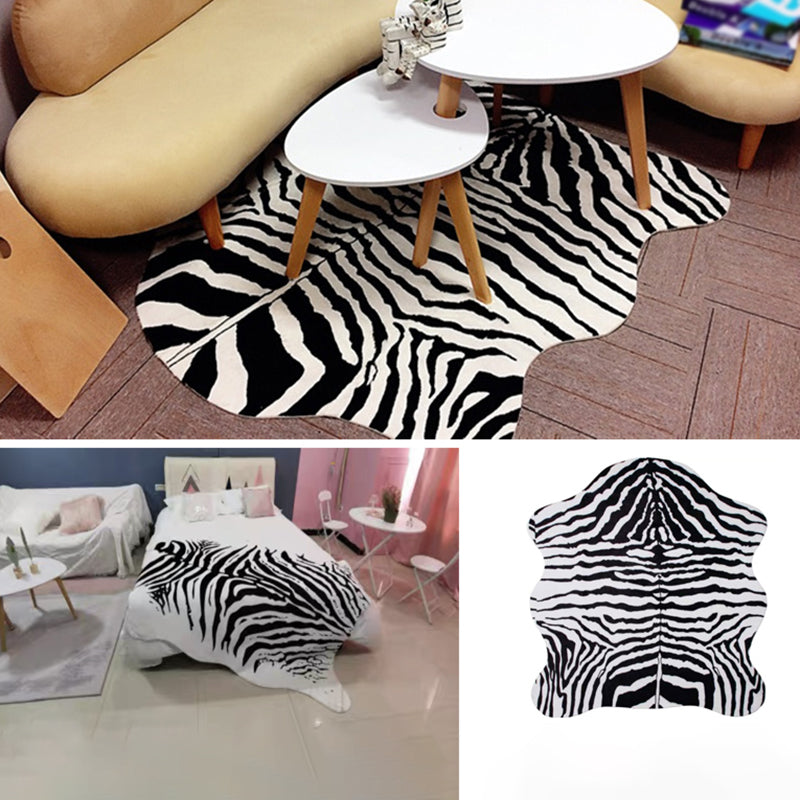 Novelty Color Mixed Animal Fur Print Rug Polyester Eclectic Carpet Easy Care Indoor Rug for Living Room