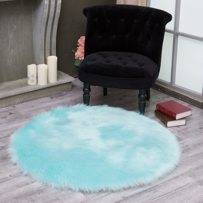 Round Multicolor Casual Indoor Rug Polyester Solid Rug Non-Slip Backing Indoor Rug for Living Room