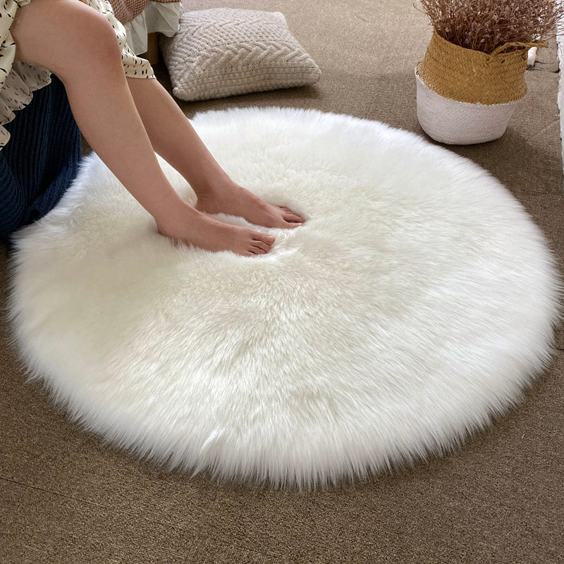 Round Multicolor Casual Indoor Rug Polyester Solid Rug Non-Slip Backing Indoor Rug for Living Room