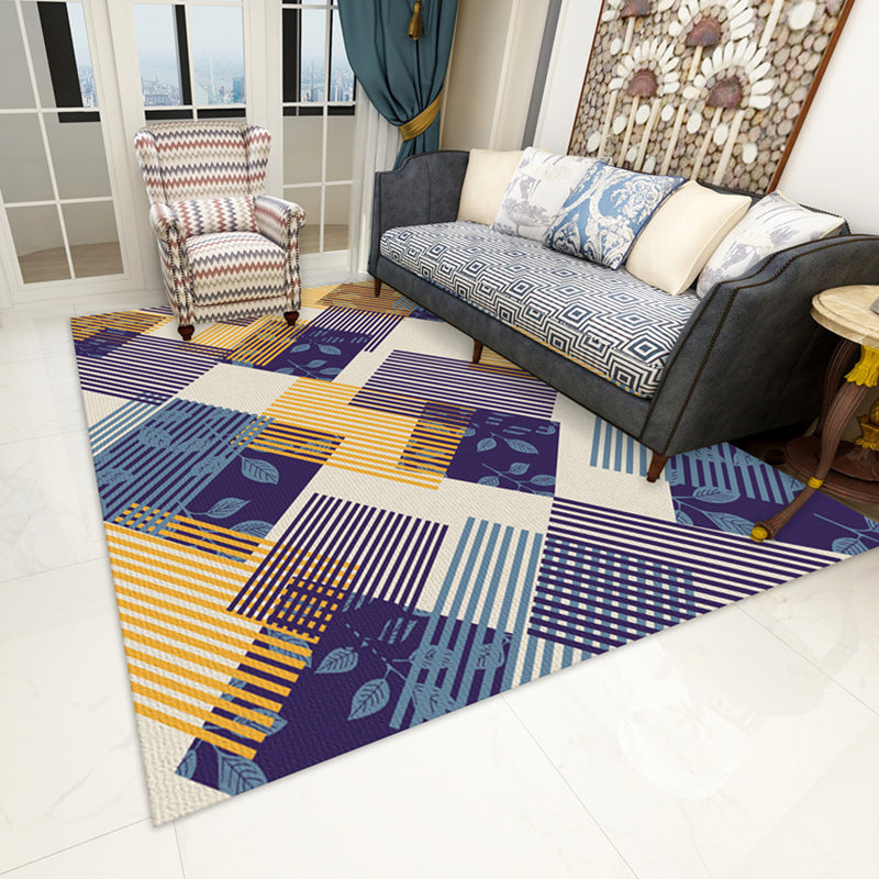 Multicolored Trendy Contemporary Indoor Rug Individuality Graphic Design Area Carpet Polyester Washable Rug for Home Decor