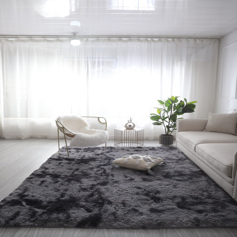 Color Mixed Living Room Carpet Casual Tie-Dye Effect Area Rug Polyester with Non-Slip Backing Rug