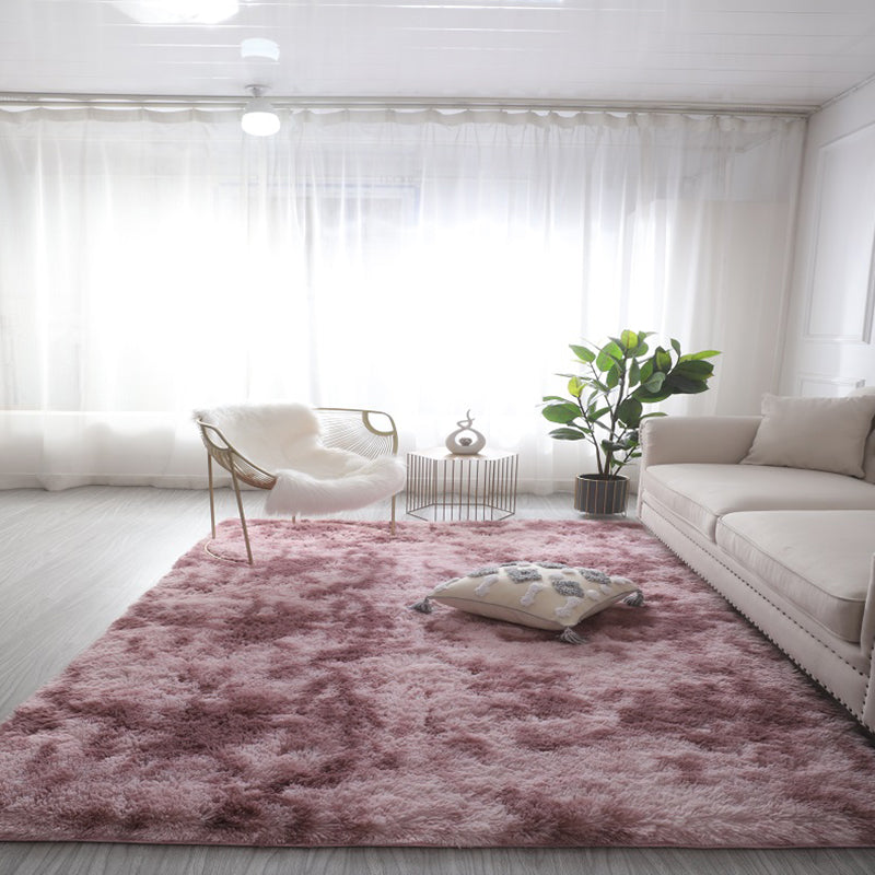 Color Mixed Living Room Carpet Casual Tie-Dye Effect Area Rug Polyester with Non-Slip Backing Rug