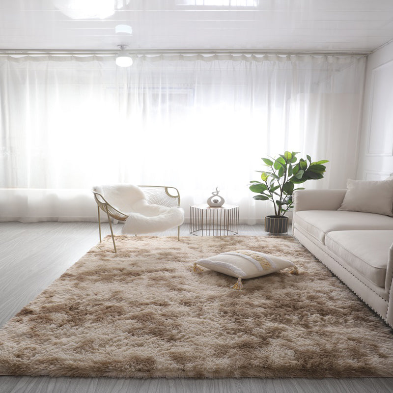 Color Mixed Living Room Carpet Casual Tie-Dye Effect Area Rug Polyester with Non-Slip Backing Rug