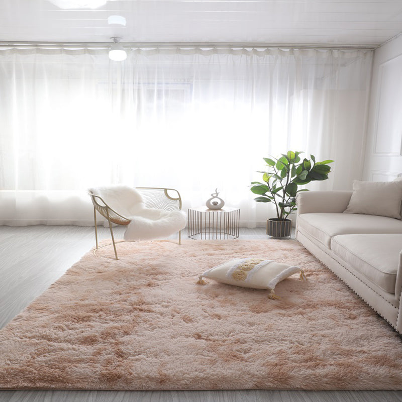 Color Mixed Living Room Carpet Casual Tie-Dye Effect Area Rug Polyester with Non-Slip Backing Rug