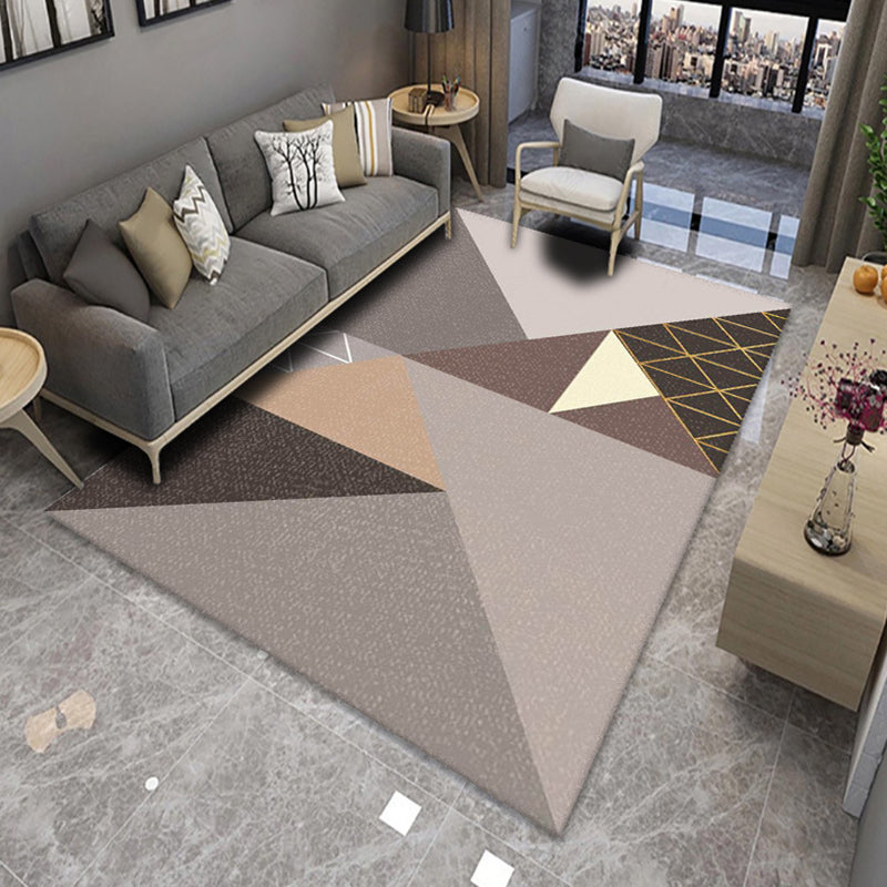Decorative Geometrical Design Area Rug Multi-Color Modern Polyester Area Carpet Anti-Slip Backing Carpet for Home Decoration