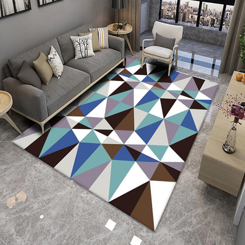 Decorative Geometrical Design Area Rug Multi-Color Modern Polyester Area Carpet Anti-Slip Backing Carpet for Home Decoration