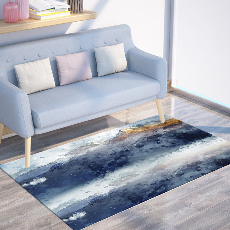 Trendy Ink Painting Indoor Rug Individuality Modern Rectangle Carpet Polyester Friendly Washable Carpet for Home Decoration