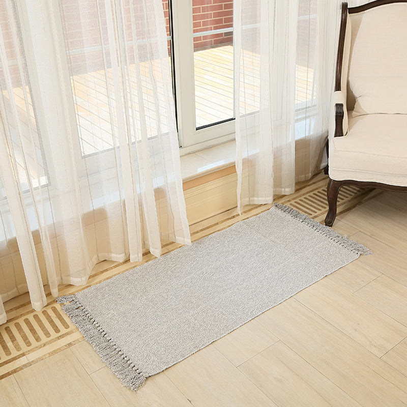 Four Colors Minimalist Cotton Carpet Solid Indoor Rug Fringe for Home Decoration