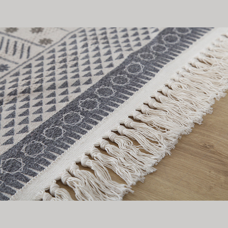 Multicolor Southwestern Print Rug Cotton Boho Fringe Indoor Rug for Living Room