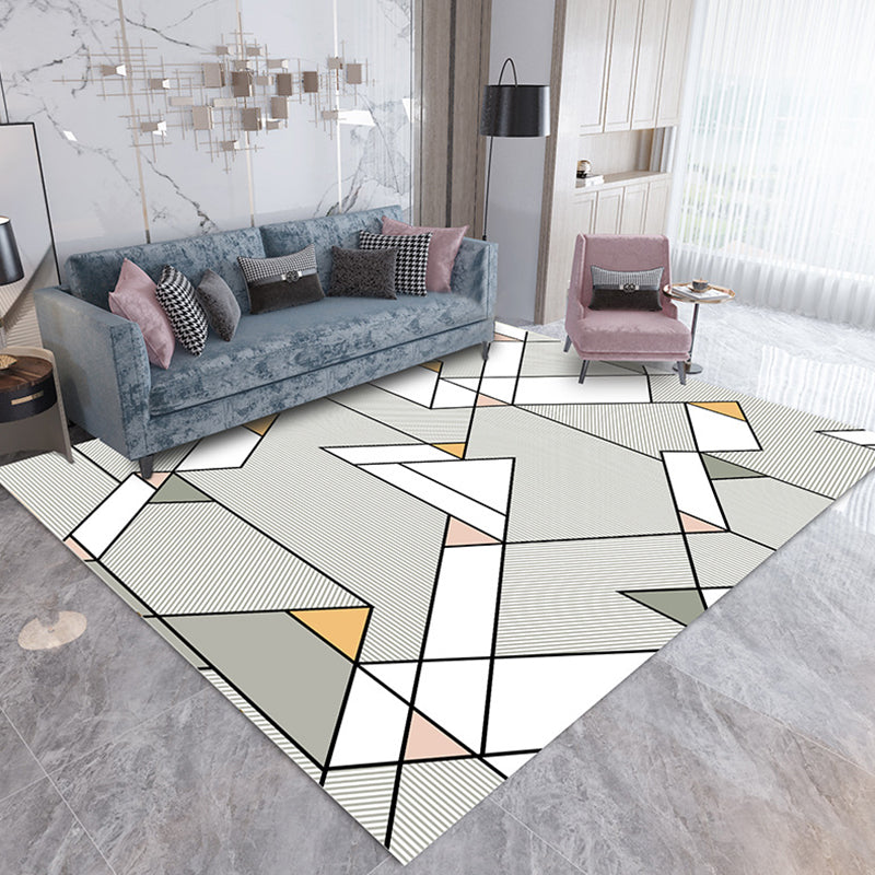 Individuality Geometry Pattern Rug Contemporary Trendy Rectangle Carpet Polyester Friendly Washable Rug for Home Decoration