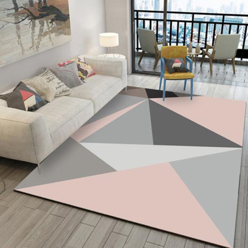 Multi-Color Creative Contemporary Rug Funky Geometrical Design Area Carpet Polyester Anti-Slip Backing Rug for Living Room