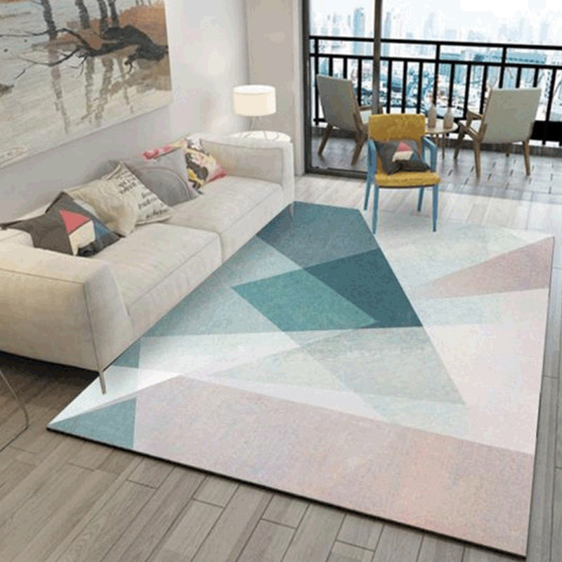 Multi-Color Creative Contemporary Rug Funky Geometrical Design Area Carpet Polyester Anti-Slip Backing Rug for Living Room