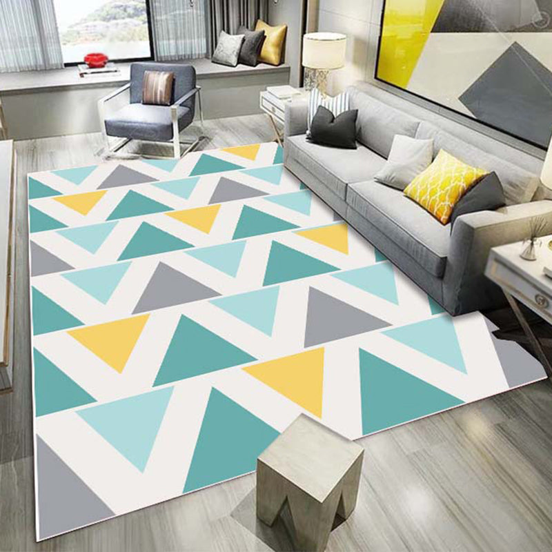 Multi-Color Creative Contemporary Rug Funky Geometrical Design Area Carpet Polyester Anti-Slip Backing Rug for Living Room
