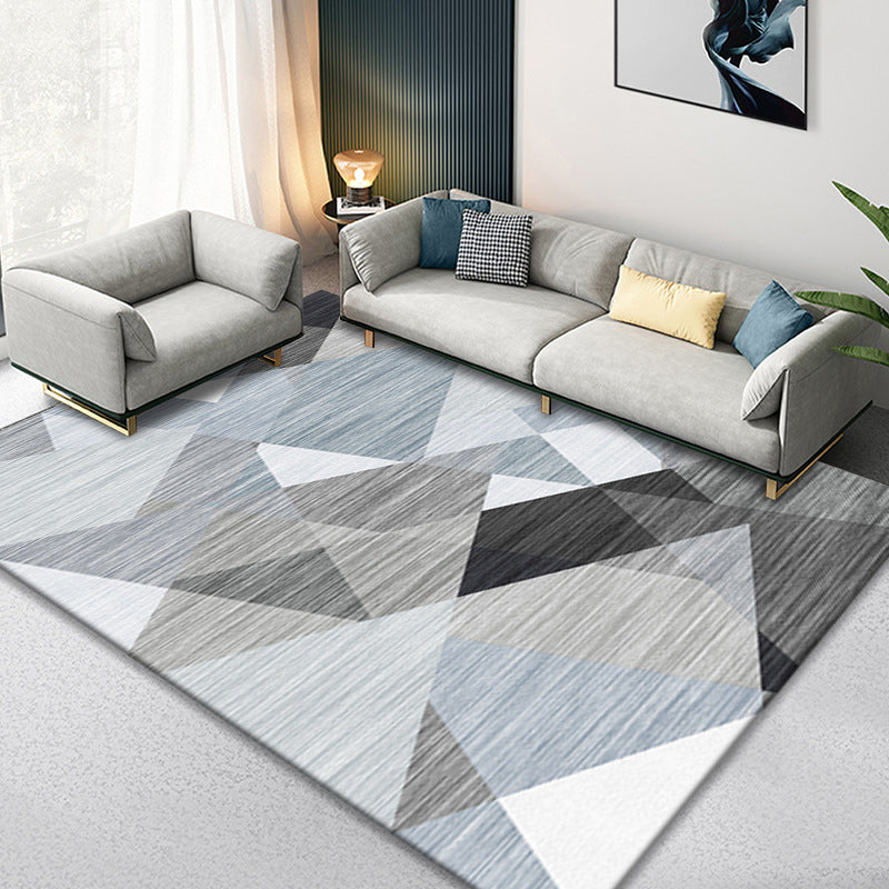 Aesthetic Triangle Design Indoor Rug Simple Contemporary Rectangle Rug Polyester Anti-Slip Backing Carpet for Home Decoration