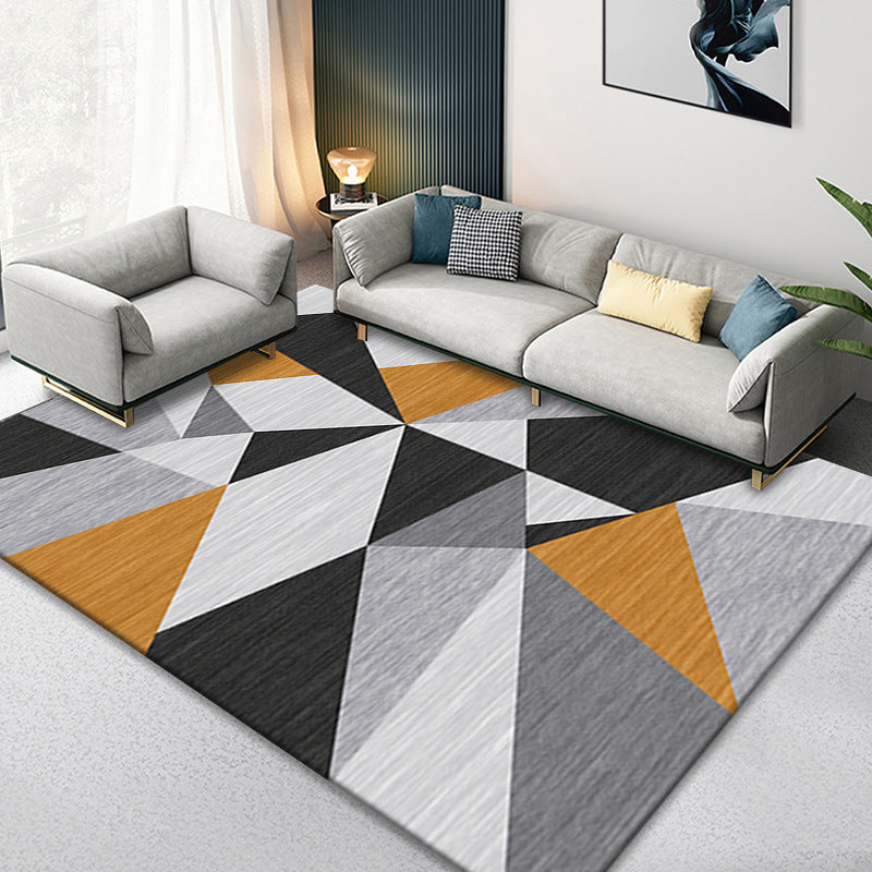 Aesthetic Triangle Design Indoor Rug Simple Contemporary Rectangle Rug Polyester Anti-Slip Backing Carpet for Home Decoration