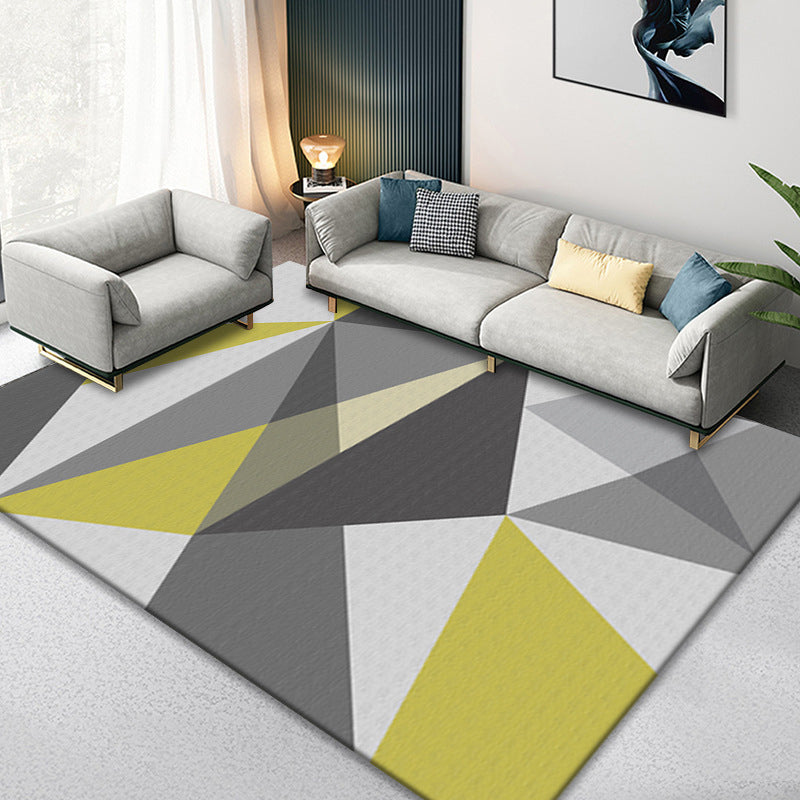 Aesthetic Triangle Design Indoor Rug Simple Contemporary Rectangle Rug Polyester Anti-Slip Backing Carpet for Home Decoration