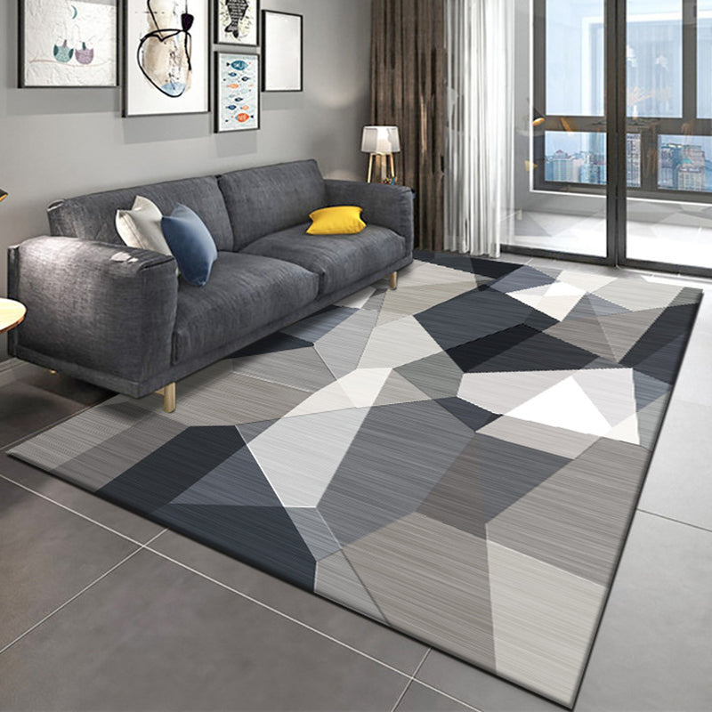 Creative Simplicity Area Rug Modern Geometric Printed Area Carpet Polyester Anti-Slip Backing Carpet for Home Decoration
