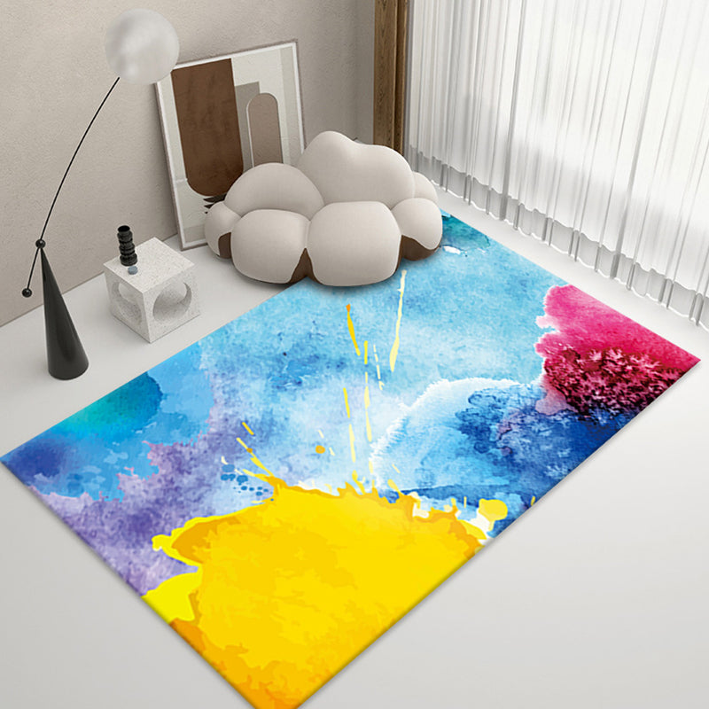 Gorgeous Artistic Rectangle Indoor Rug Contemporary Watercolor Printed Area Carpet Polyester Non-Slip Backing Rug for Living Room