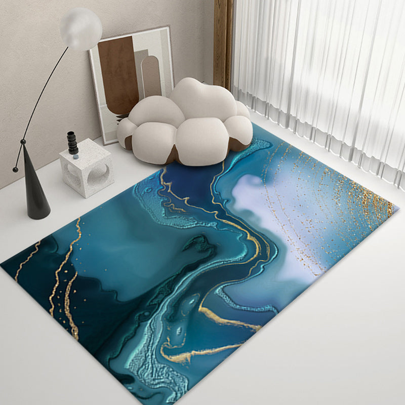 Gorgeous Artistic Rectangle Indoor Rug Contemporary Watercolor Printed Area Carpet Polyester Non-Slip Backing Rug for Living Room