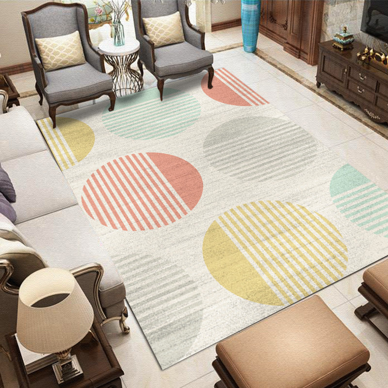 Decorative Lines Design Indoor Rug Contemporary Trendy Area Carpet Polyester Easy Care Anti-Slip Backing Rug for Living Room