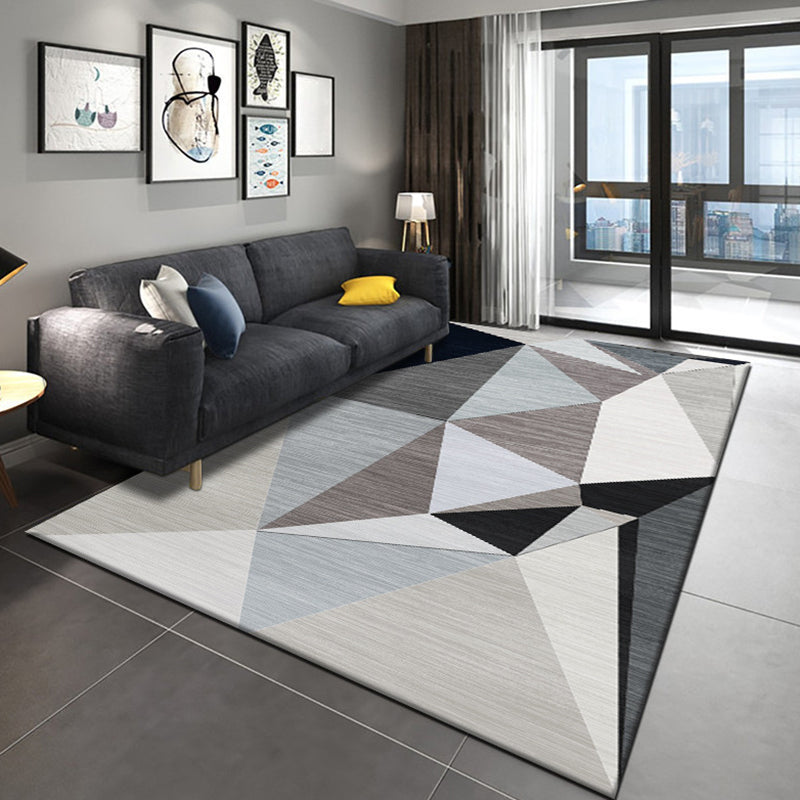Simplicity Geometric Pattern Indoor Rug Stylish Contemporary Polyester Rug Soft Non-Slip Backing Rug for Home Decor