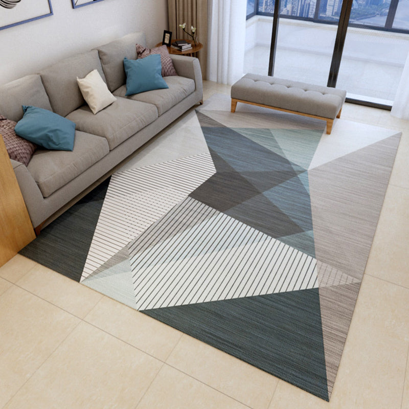 Simplicity Geometric Pattern Indoor Rug Stylish Contemporary Polyester Rug Soft Non-Slip Backing Rug for Home Decor