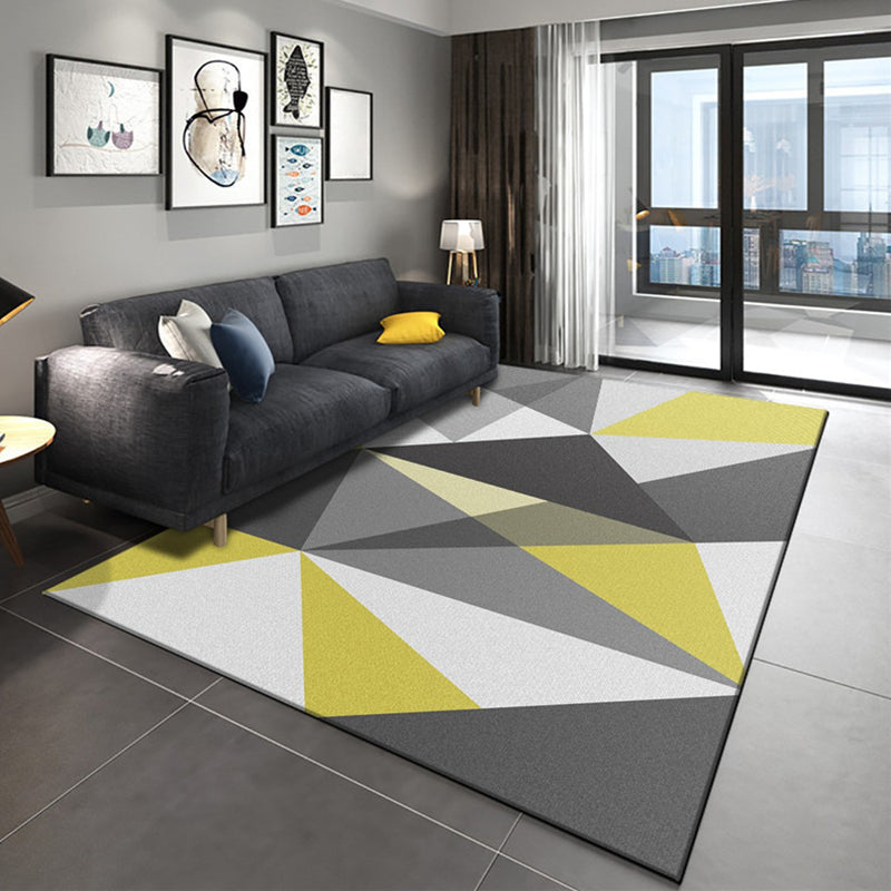 Simplicity Geometric Pattern Indoor Rug Stylish Contemporary Polyester Rug Soft Non-Slip Backing Rug for Home Decor