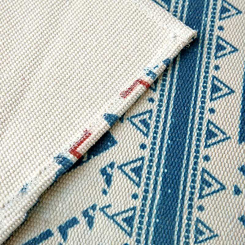 Contemporary Stripe Printed Rug Color Mixed Cotton Area Carpet Fringe Rug for Home Decoration