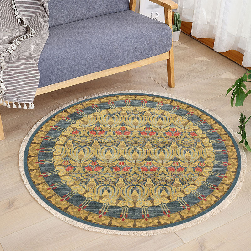 Multicolor Modern Area Carpet Cotton Floral Printing Indoor Rug Easy Care Carpet for Living Room