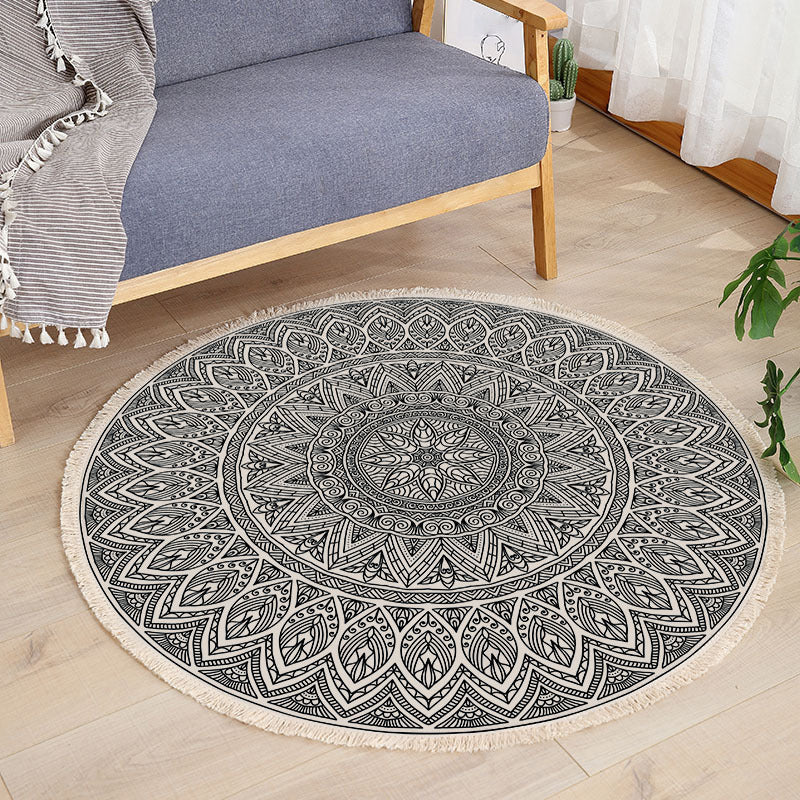 Multicolor Modern Area Carpet Cotton Floral Printing Indoor Rug Easy Care Carpet for Living Room