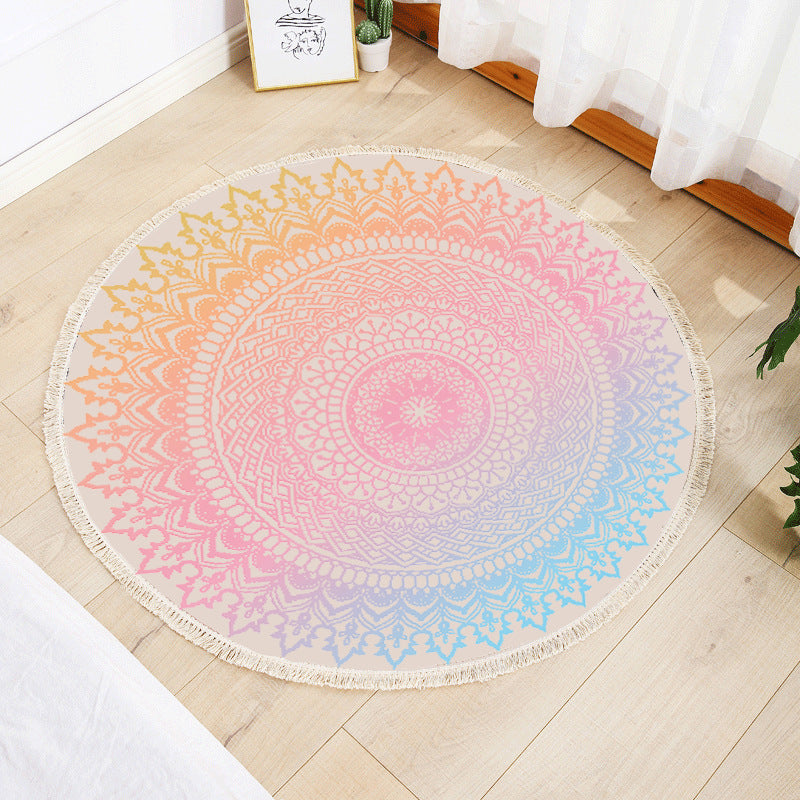 Multicolor Modern Area Carpet Cotton Floral Printing Indoor Rug Easy Care Carpet for Living Room