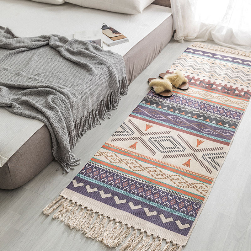Multicolor Modern Indoor Rug Cotton Ethnic Print Carpet Washable Rug for Home Decoration