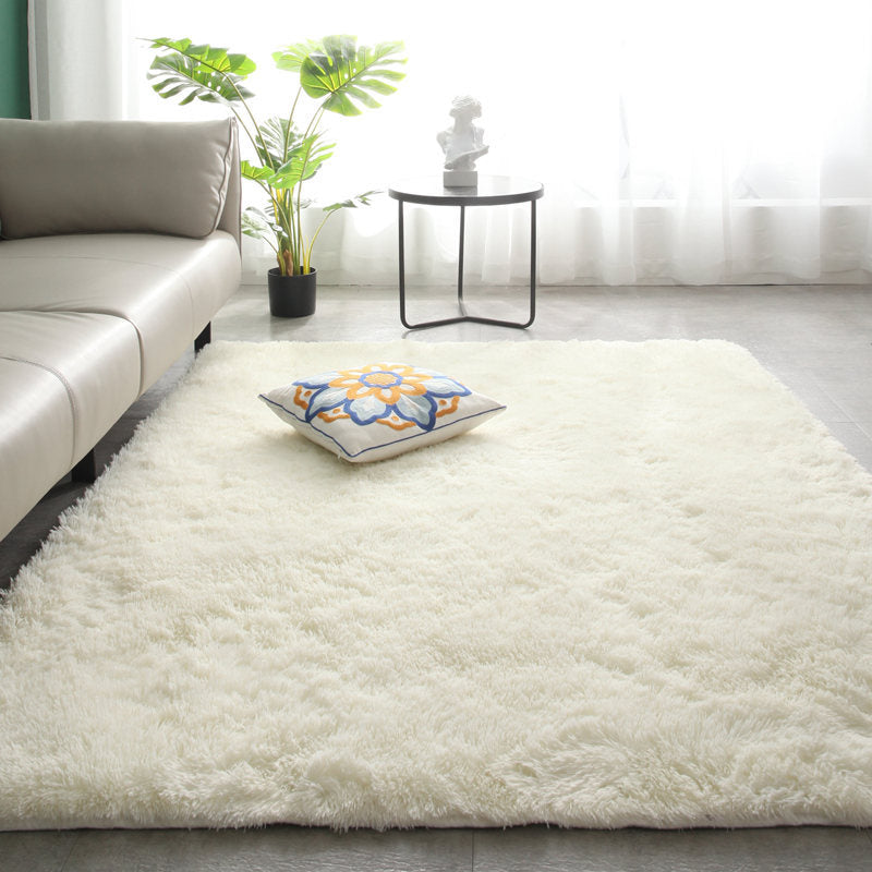 Multicolor Solid Rug Polyester Minimalist Carpet Non-Slip Backing Indoor Rug for Living Room