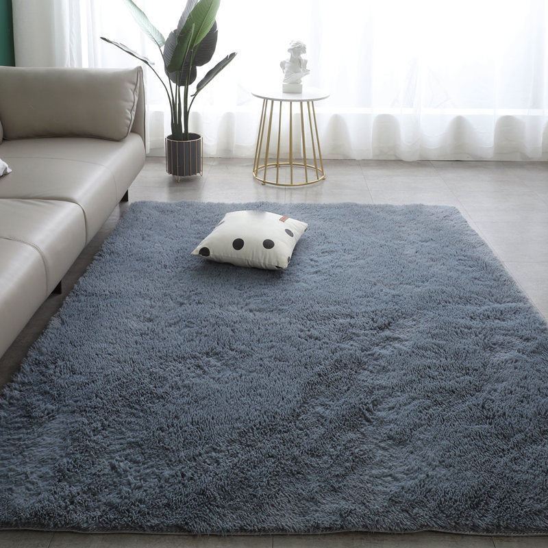 Multicolor Solid Rug Polyester Minimalist Carpet Non-Slip Backing Indoor Rug for Living Room