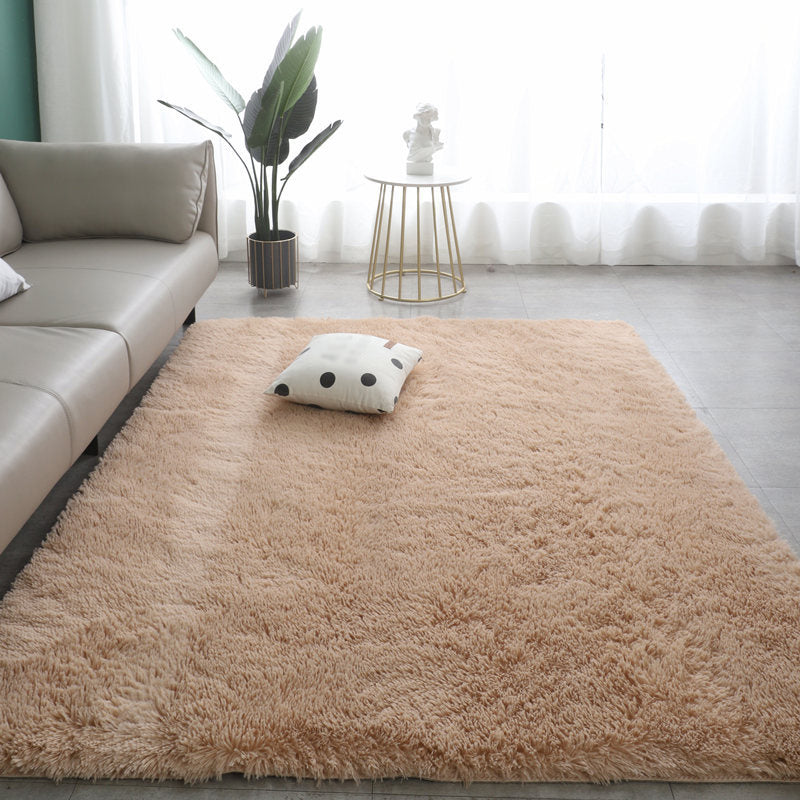 Multicolor Solid Rug Polyester Minimalist Carpet Non-Slip Backing Indoor Rug for Living Room