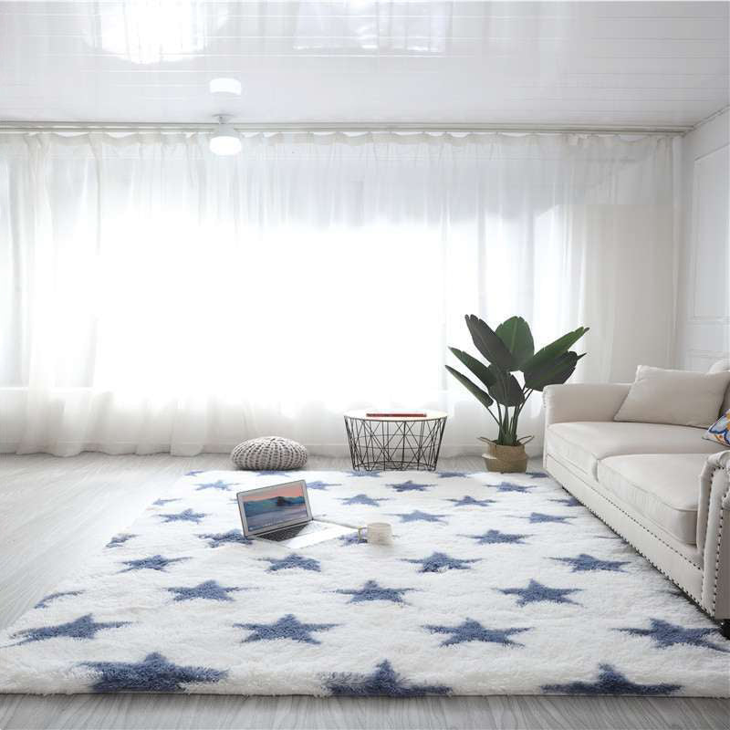 White Tone Modern Indoor Rug Polyester Shape Print Carpet Easy Care Rug for Home Decoration
