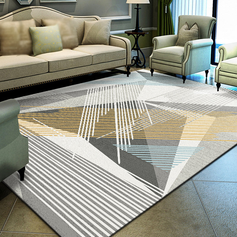 Creative Asymmetrical Triangle Pattern Rug Modern Stylish Polyester Rug Non-Slip Backing Washable Carpet for Home Decor