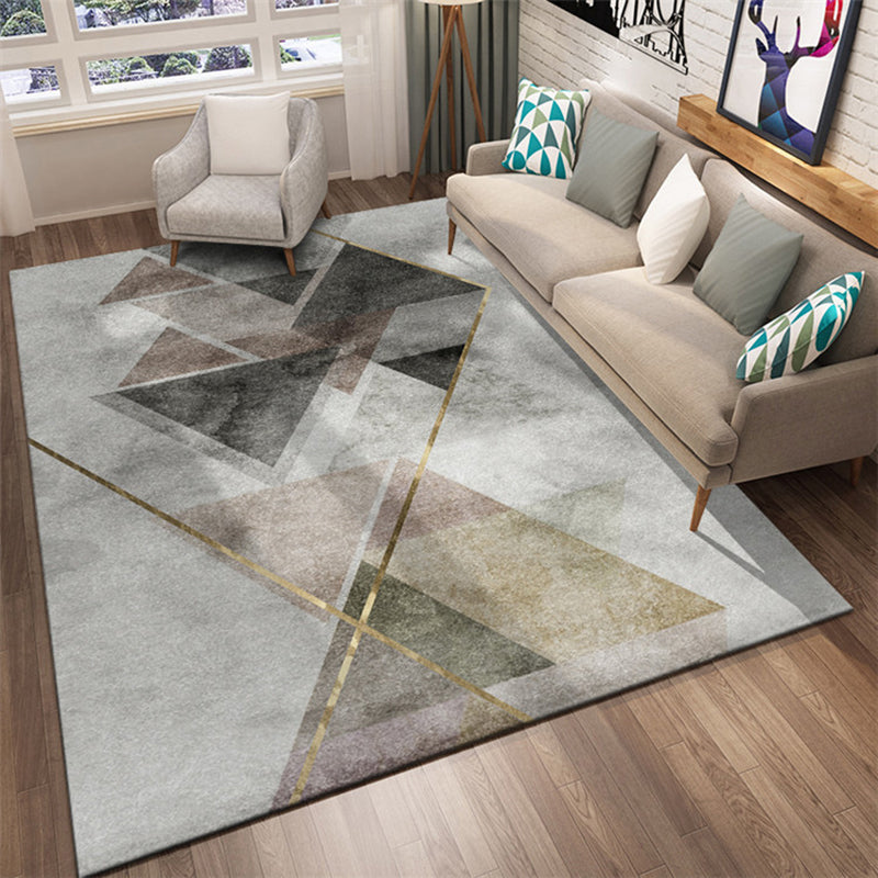 Luxury Geometry Design Area Rug Contemporary Comfort Polyester Rug Stain Resistant Washable Carpet for Living Room