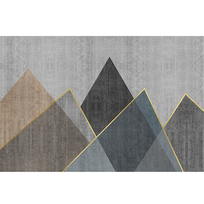 Luxury Geometry Design Area Rug Contemporary Comfort Polyester Rug Stain Resistant Washable Carpet for Living Room