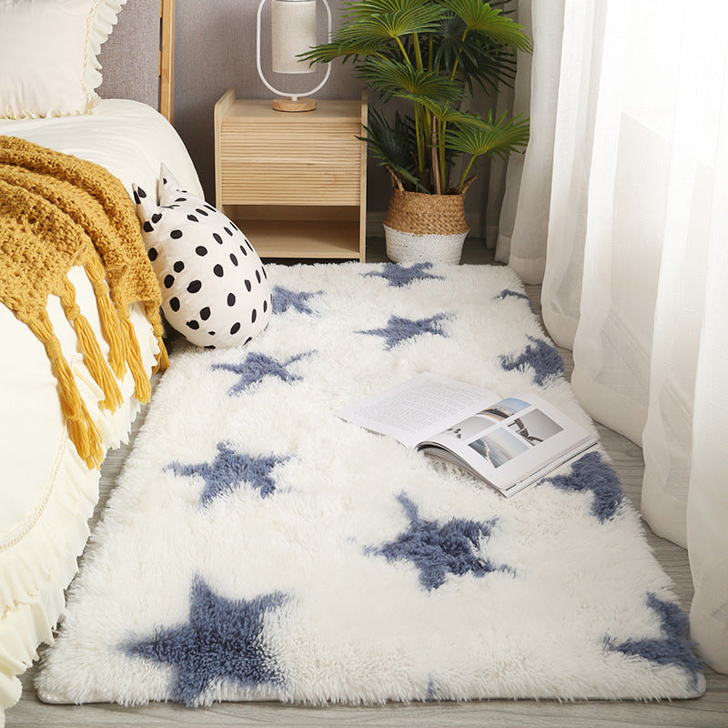 White Tone Relaxing Area Carpet Polyester Stripe Print Indoor Rug Anti-Slip Backing Carpet for Living Room