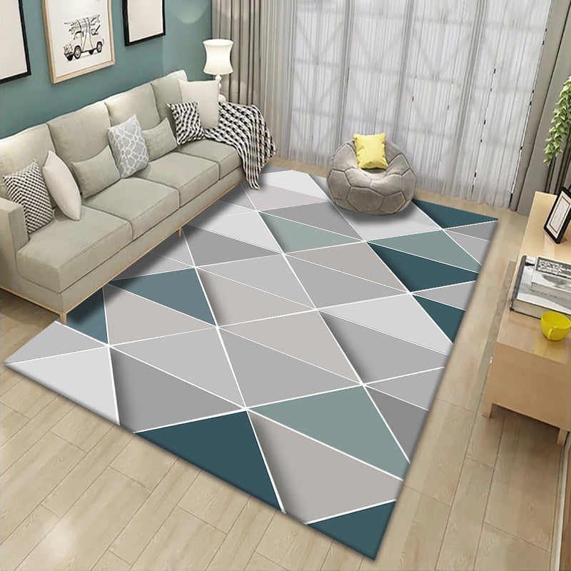 Creative Asymmetric Pattern Indoor Rug Modern Trendy Polyester Rug Easy Care Non-Slip Backing Area Carpet for Living Room