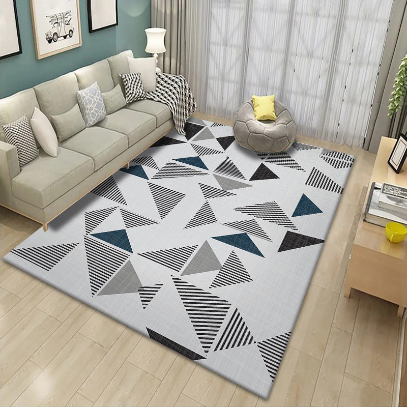 Creative Asymmetric Pattern Indoor Rug Modern Trendy Polyester Rug Easy Care Non-Slip Backing Area Carpet for Living Room
