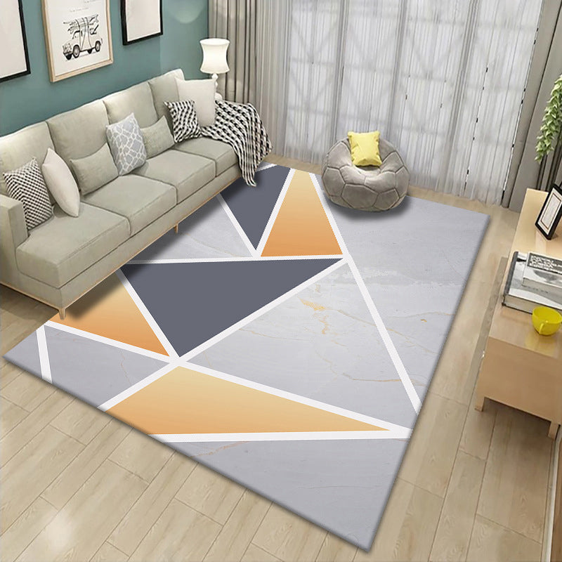 Creative Asymmetric Pattern Indoor Rug Modern Trendy Polyester Rug Easy Care Non-Slip Backing Area Carpet for Living Room
